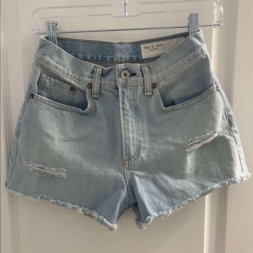 Rag & Bone Blue Jean Shorts Distressed Cut-Off Style Size 25